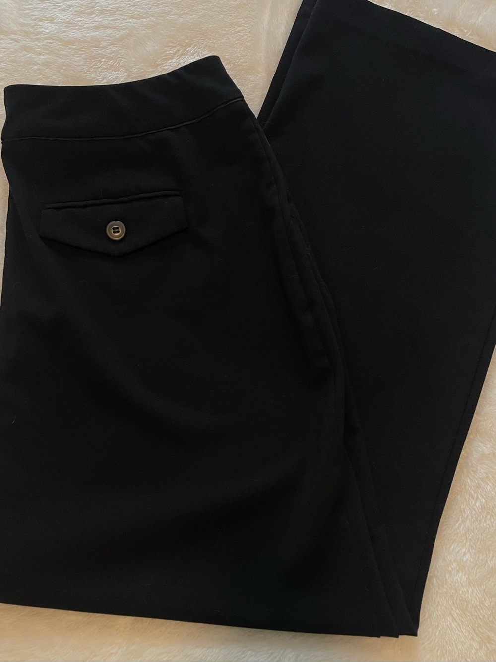 Roz & Ali Black Women's Dress Pants with Button-Flap Back Pocket Size 14